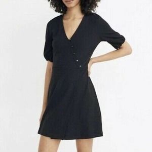 Madewell Cross-Front Button Dress Black Size Small